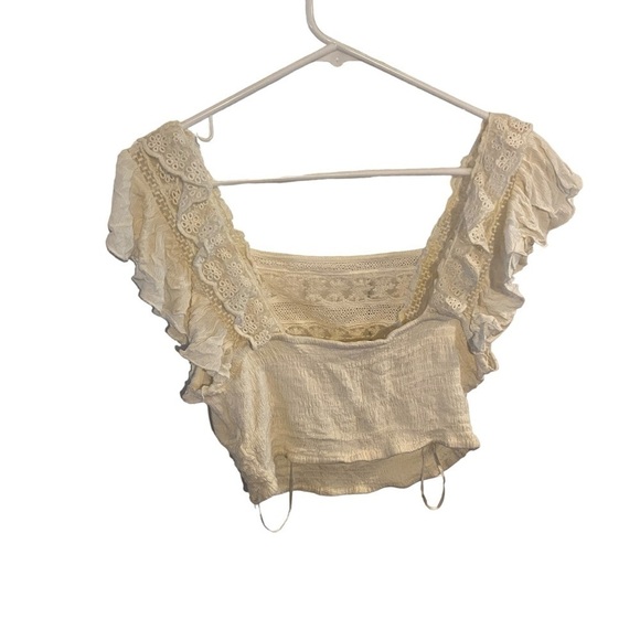 free people cream lace  bridget crop top - Picture 5 of 10